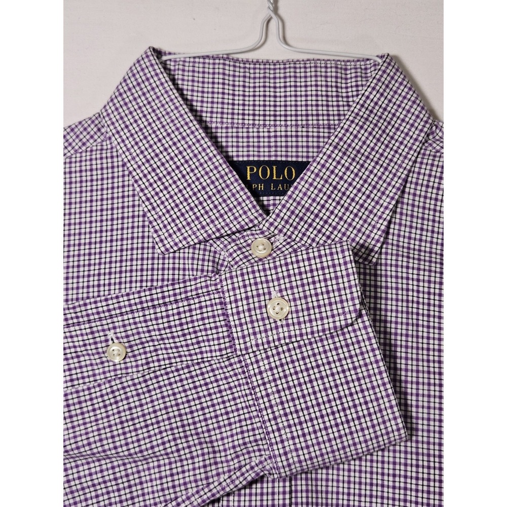 Polo Ralph Lauren Mens Spread Collar Purple Plaid Button Down Shirt Classic NWOT